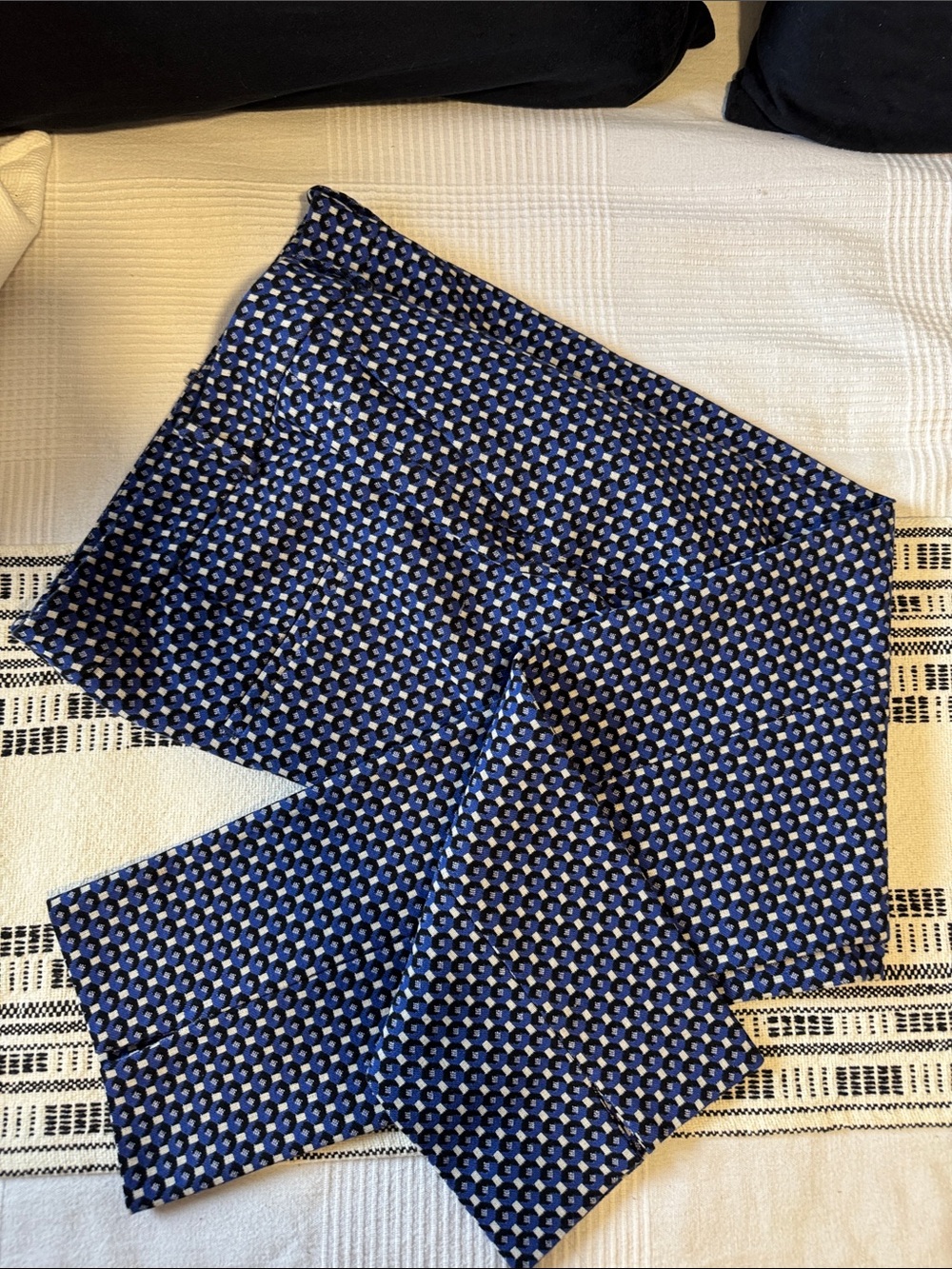 Zara Navy Geometric Print Slim Pants